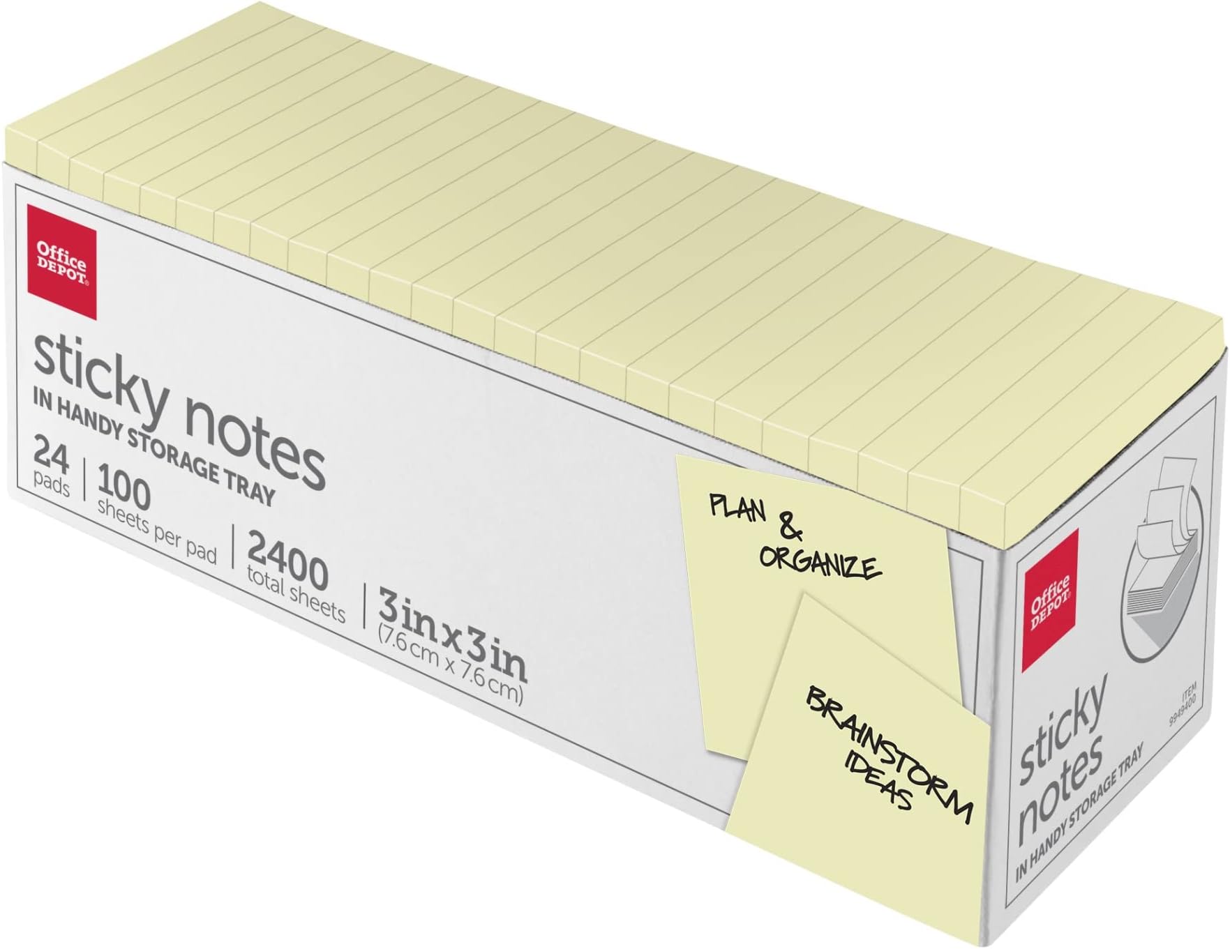 Office Depot® Brand Sticky Notes, With Storage Tray, 3" x