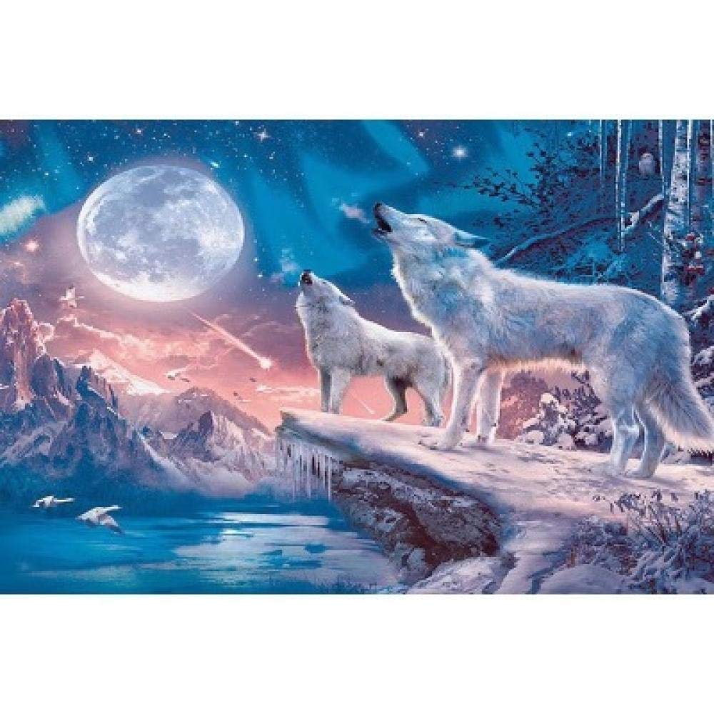 Mosaïque diamant loup blanc 5D : kit d'art en résine carrée de qualité supérieure