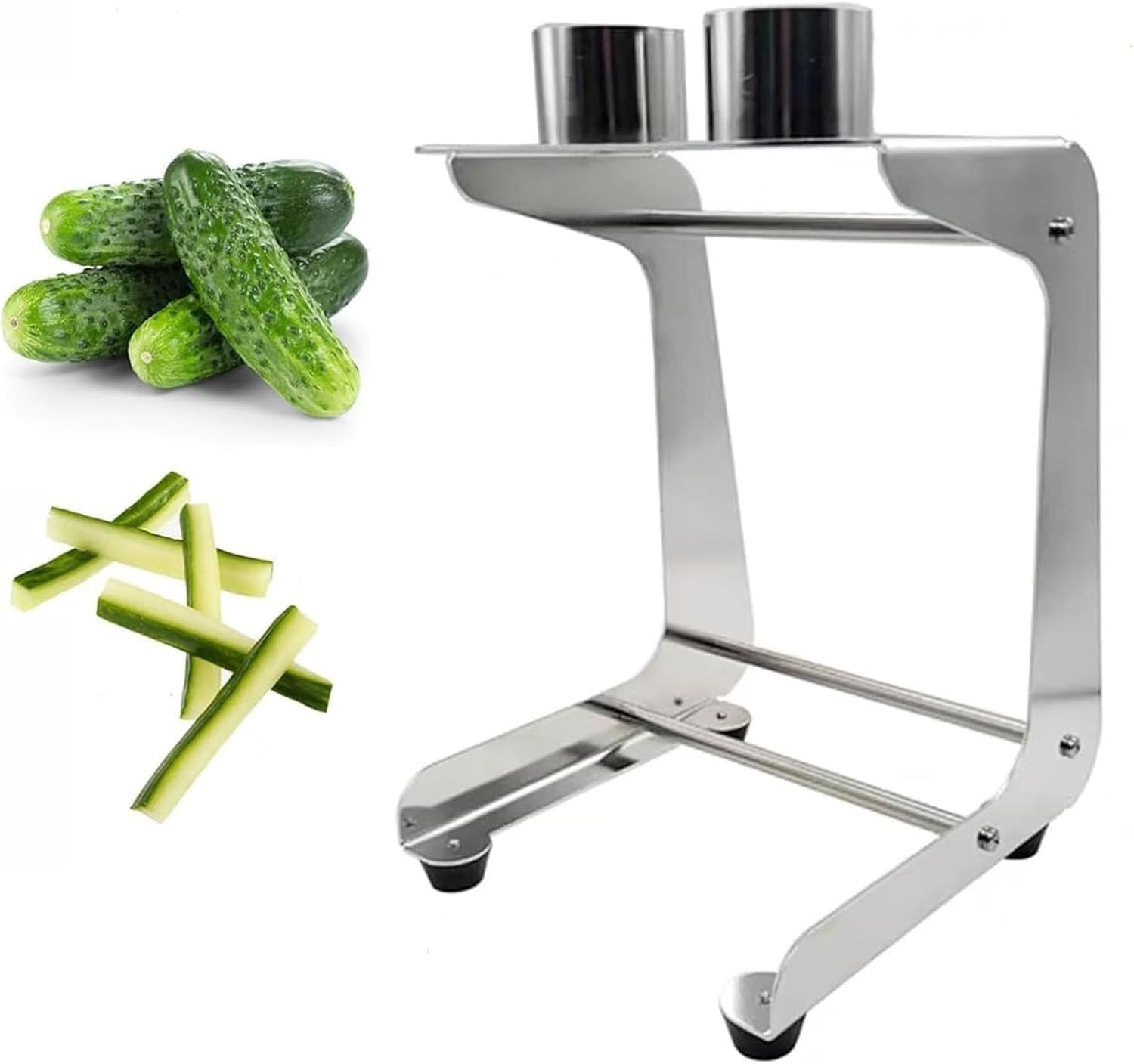 Manueller Gurkenschneider aus Edelstahl, praktisches Karottenstift-Schneidwerkzeug, Schnittgeschwindigkeit 10 Scheiben/Minute, Schnittdurchmesser 45 mm, for Salatzubereitung, Kochen, Sushi(10 cut)