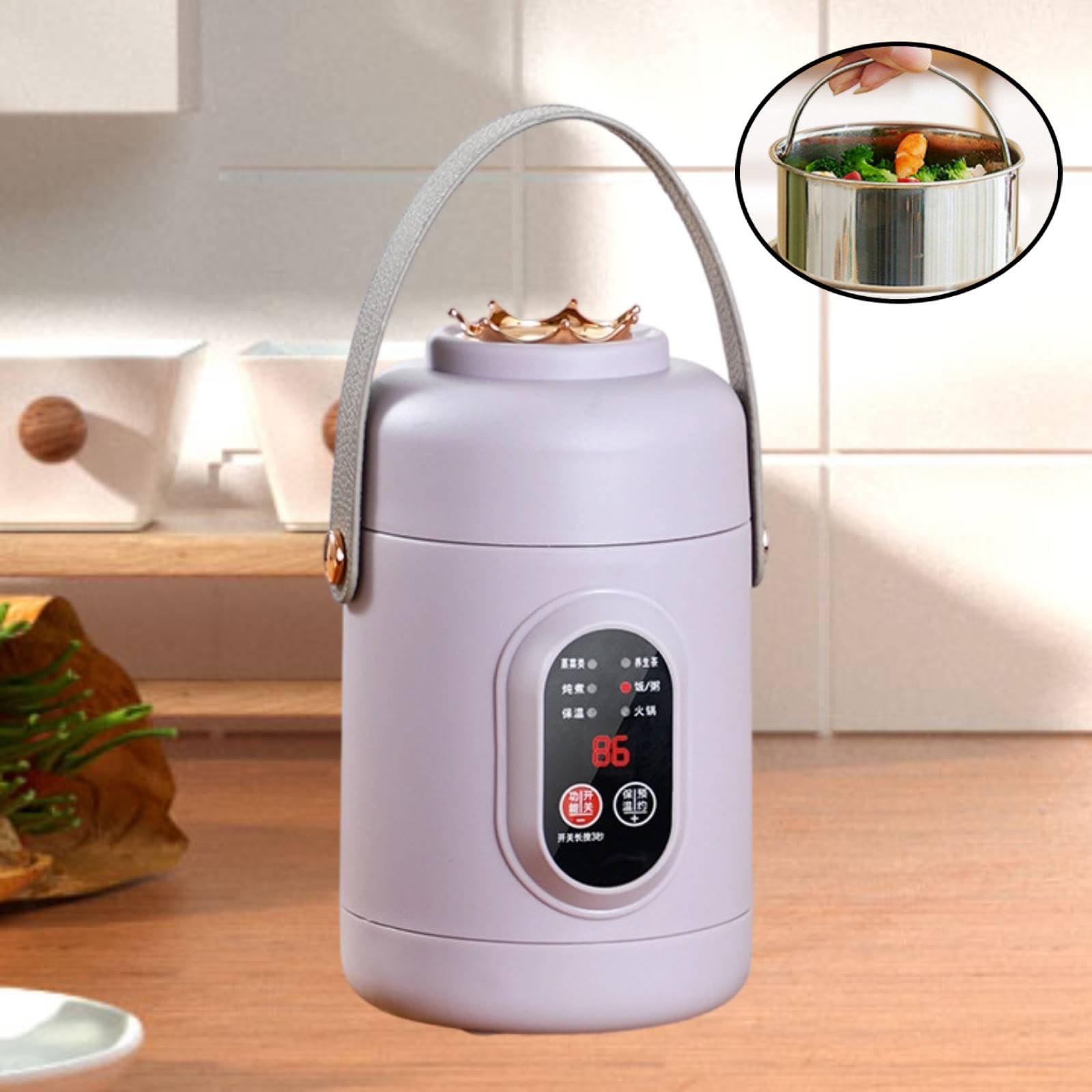 Olla Eléctrica Portátil Antiadherente Multiusos con Mango Suave Y Fácil de Usar. Ideal para La Oficina, Viajes Y El Hogar, Púrpura, Individual