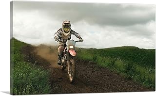 ARTCANVAS Dirt Bike Motocross Path Enduro Motorcycle Canvas Art Print Stretched Framed Painting Picture Poster Giclee Wall Decor - 40" x 26" (0.75" Deep)