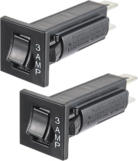W28-XQ1A-3 Thermal Circuit Breaker Fuse, 3 Amp 125/250VAC 50/60Hz 32VDC, W28 Series, Quick Connect, Snap-in (Pack of 2)