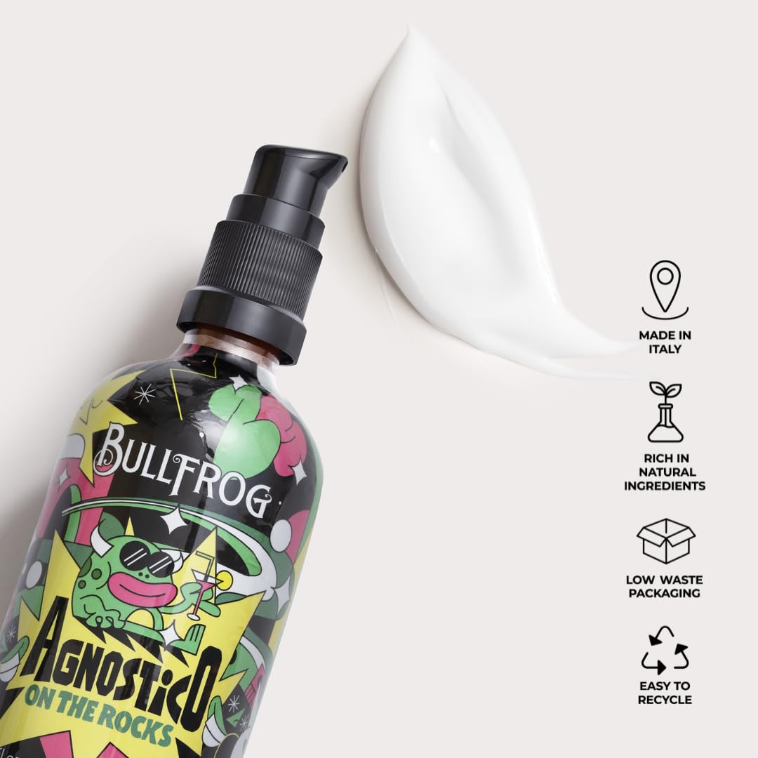 Bullfrog - Baume à Barbe Agnostique On The Rocks Multifonction Édition Limitée Artist 100ml - Nourrit et Hydrate la Barbe contre les Irritations - Notes d’Anis, de Cuir, de Tabac et de Bay Rum