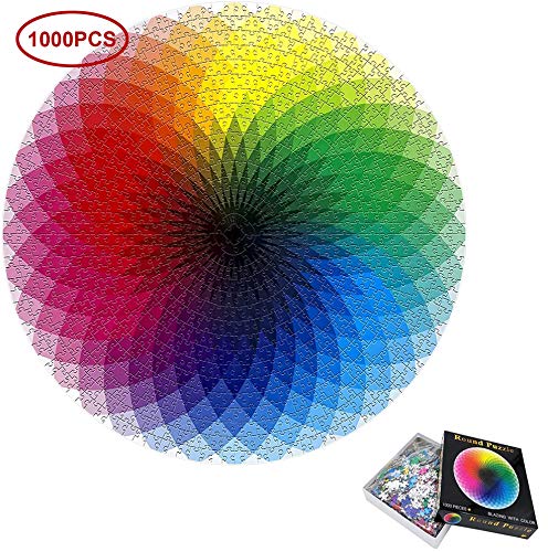 1000 Piezas Redondo Puzzle,Rompecabezas De Círculo De 1000 Piezas,de Gradiente Difícil y Desafiante Juguete,Grande Educativo El Alivio del Estrés Juguete Relajante Juego Divertido para Adultos Niños