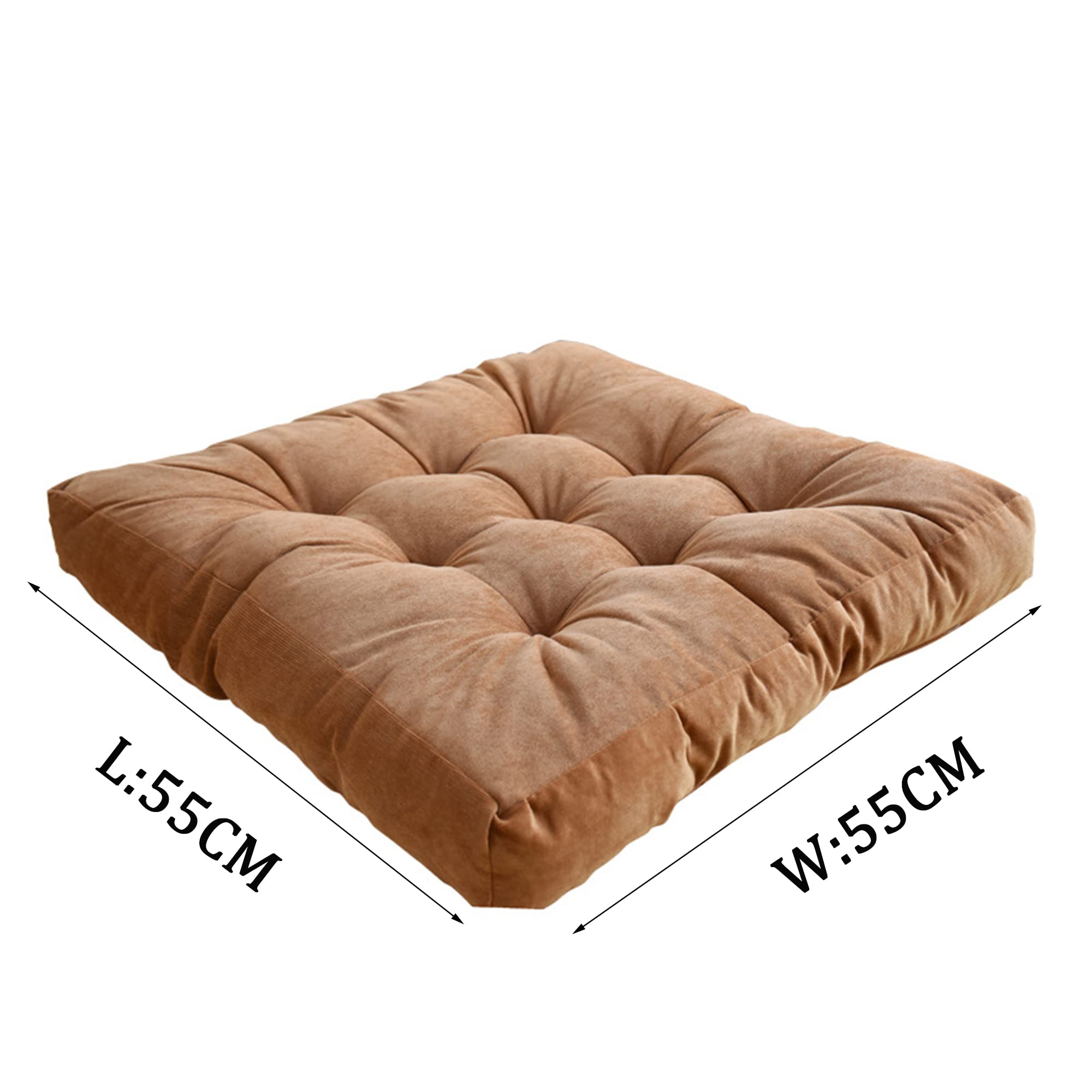 Coussin De Sol Carré En Peluche – Pour Méditation, Yoga, Lecture – 38x38 Cm – Gris Clair – Lavable - 3