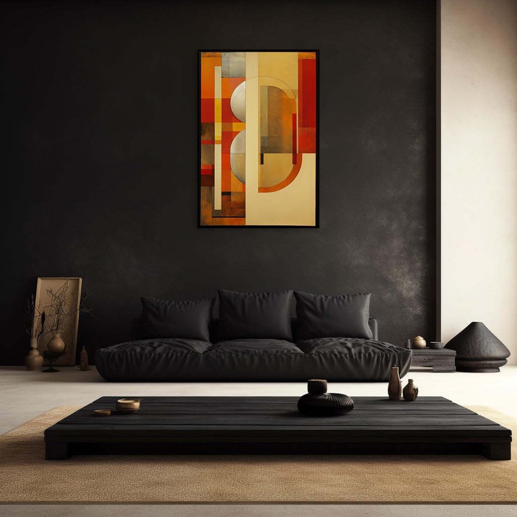 Canvas for Living room. Harmonious Chaos - Unveiling the Dynamic Symphony of Geometric Abstractions in Oil, 27 x 18 inch Canvas Wall Art - Contemporary Masterpieces - Modern Home Decor