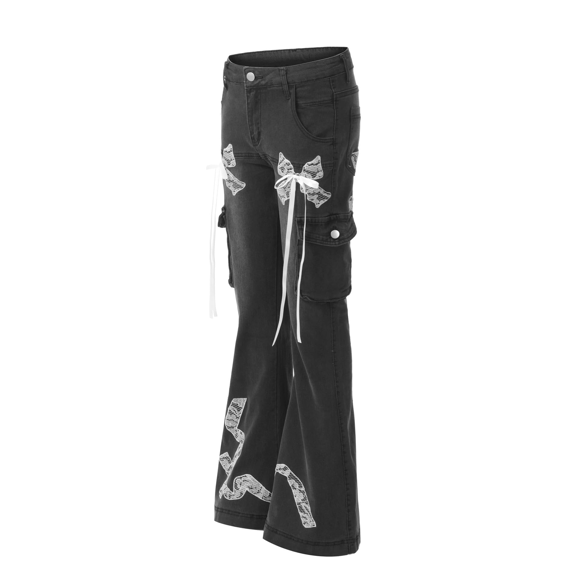 Jeans para Mujeres niñas Jeans Bootcut de Cintura Alta Y2K Pantalones de Mezclilla elásticos Parte Inferior de Campana Vintage