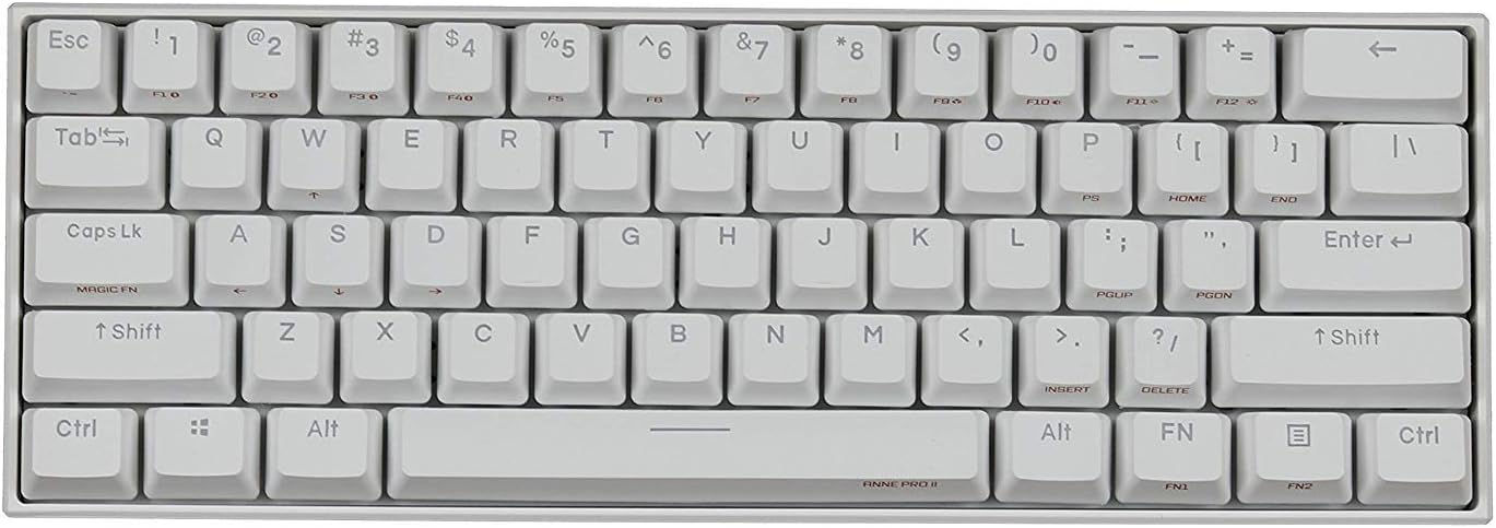Anne 2 Pro Mechanical Gaming Keyboard 60% True RGB Backlit - Wired/Wireless Bluetooth 4.0 PBT Type-c Up to 8 Hours Extended Battery Life, Full Keys Programmable (Gateron Brown, White)