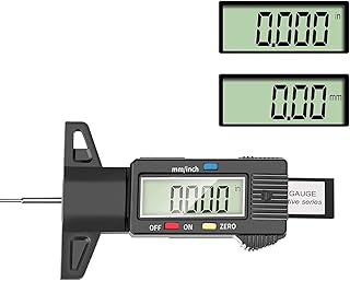 Digital Tire Tread Depth Gauge with Large LCD Display, Tire Thread Measuring Gauge Tool with Two Modes INCH and MM(0-1Inches/0-25.4mm) for Cars, Trucks, Moto