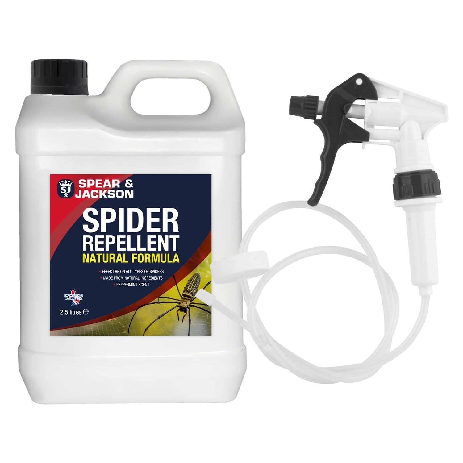 Spear & Jackson Spider Repellent 2.5L with Long Hose Trigger, Peppermint Scent