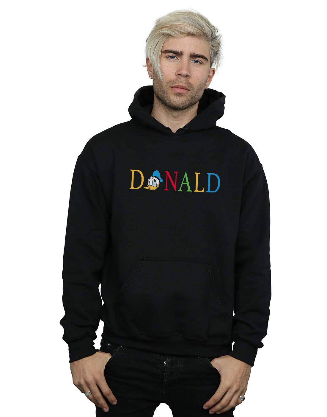 Absolute Cult Men's Black Disney Donald Duck Letters Hoodie XXXX-Large