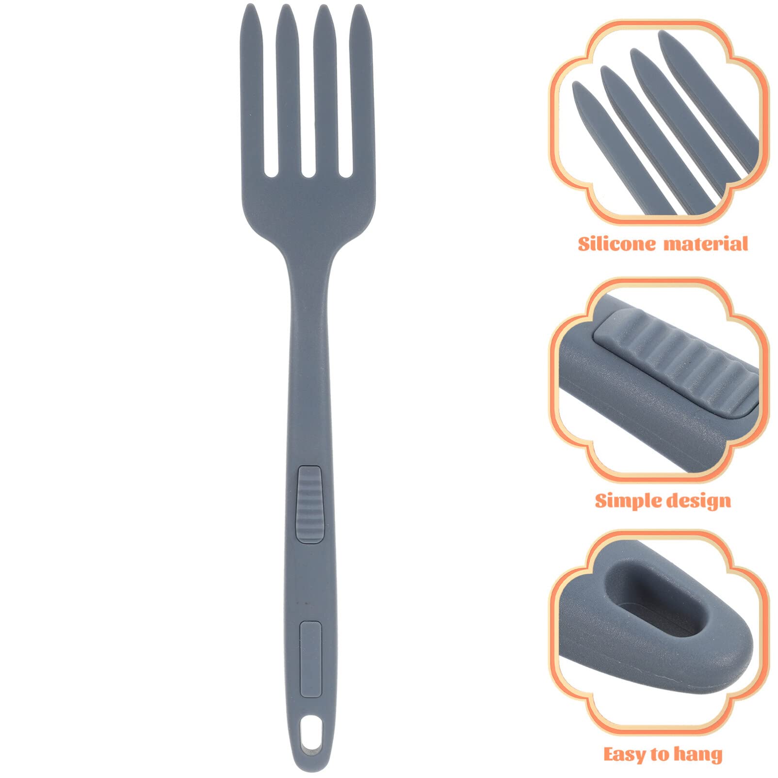 Cabilock Silicone Cooking Fork Kitchen Pasta Server Fork Reusable Large Fork Ergonomic Food Fork Flexible Cooking Utensil for Kitchen (Blue)