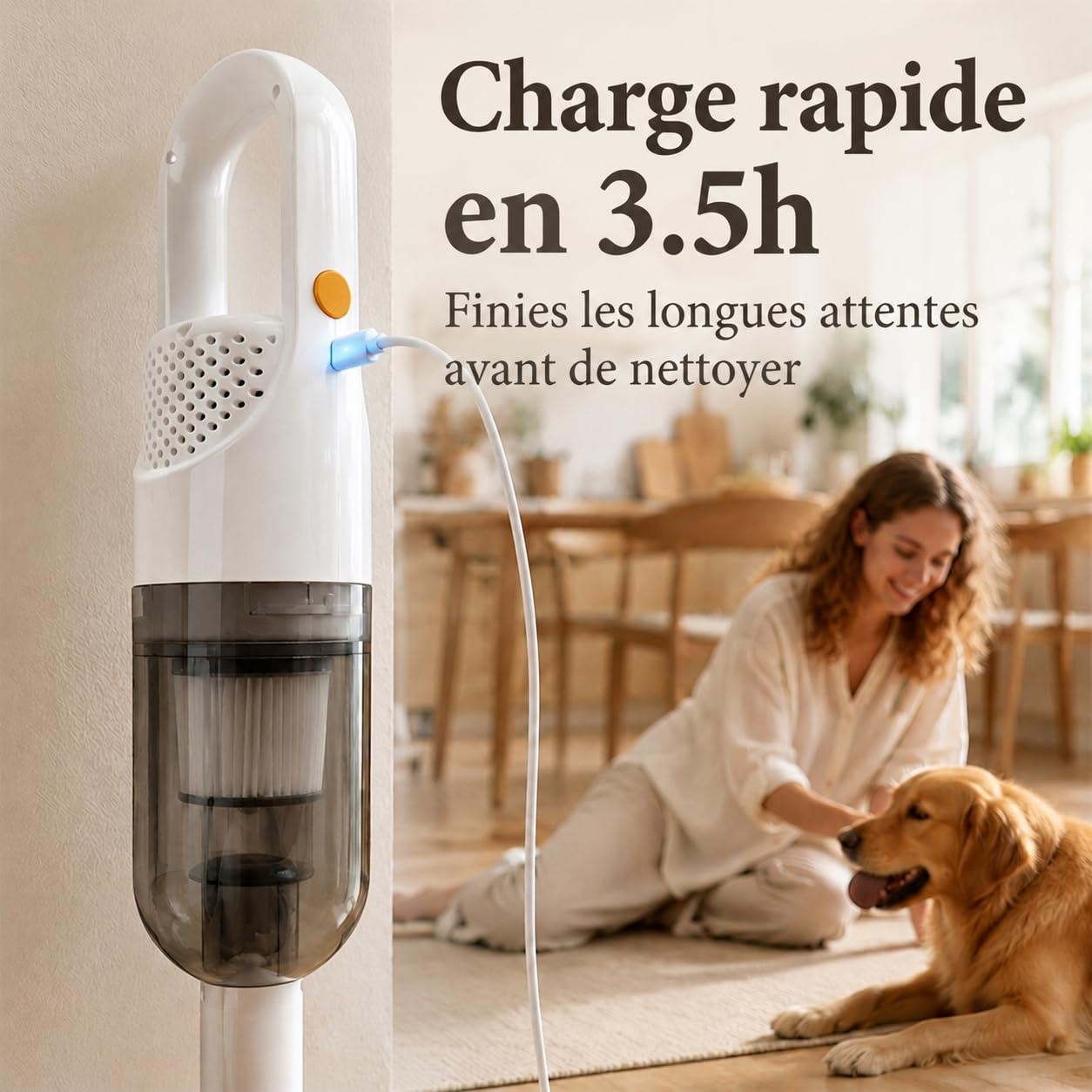 Aspirateur à Main sans Fil 6-en-1, Mini-aspirateur Portable - Blanc