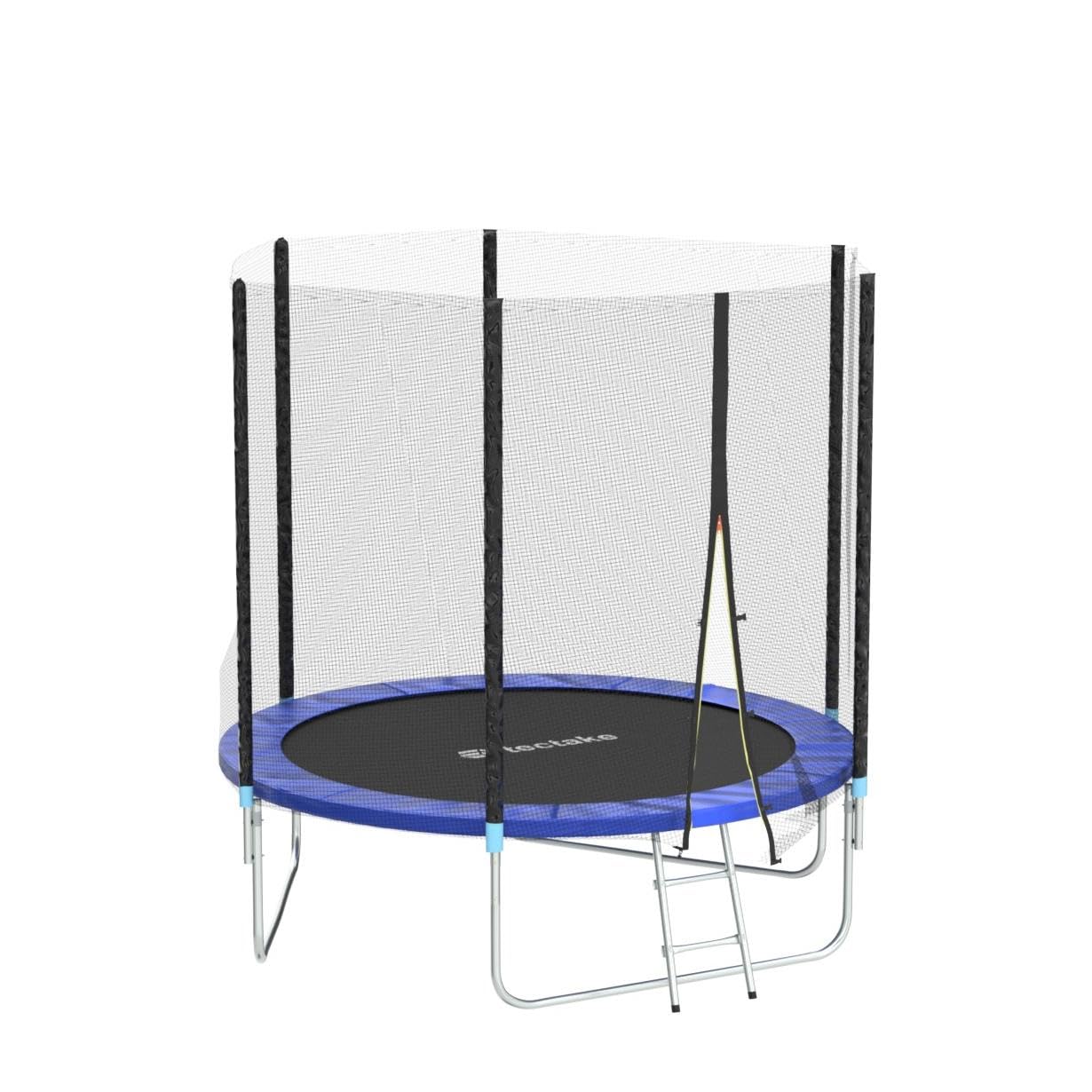 tectake® Trampolino Elastico per Bambini e Adulti da Giardino Ø 244/305/366/396/427/457 cm, Certificato GS, Rete di Sicurezza per Bambini e Scaletta, Trampolino Fitness e Sport, Bordo Imbottito