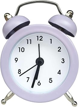 Mini Twin Bell Alarm Clock Set   3x2 inch Loud Vintage Metal Alarm Clocks with Stereoscopic Dial, Analog Travel Clocks with Backlight, Silent Non-Ticking Design for Heavy Sleepers Purple