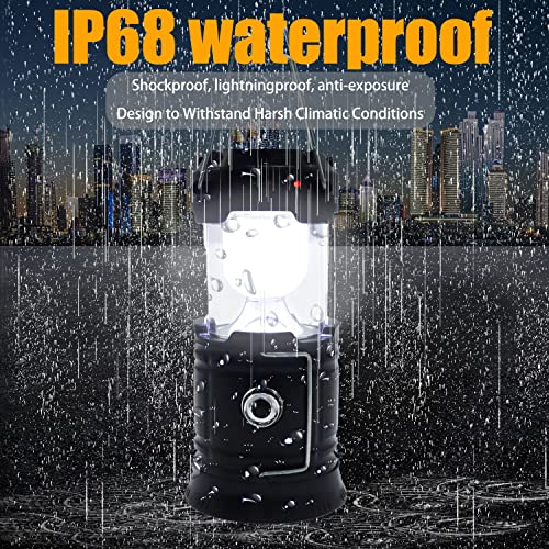 Led Solar Camping Lantern Dibms Led Collapsible Portable Solar Ac Rechargeable Lantern Flashlight Waterproof Survival Lights For Camping Hurricanes Emergencies Power Outages Homes Indoor Outdoor #TOP3