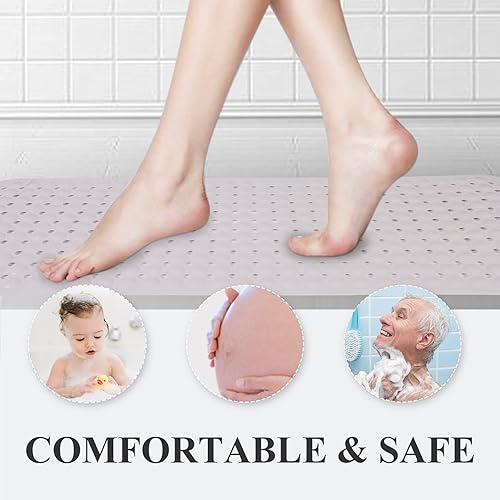 Miniatura 5 de Sheepping Tapete de baño para bebé antideslizante extra largo para niños de 40 x 16 pulgadas, tapete de baño ecológico con 310 ventosas grandes,