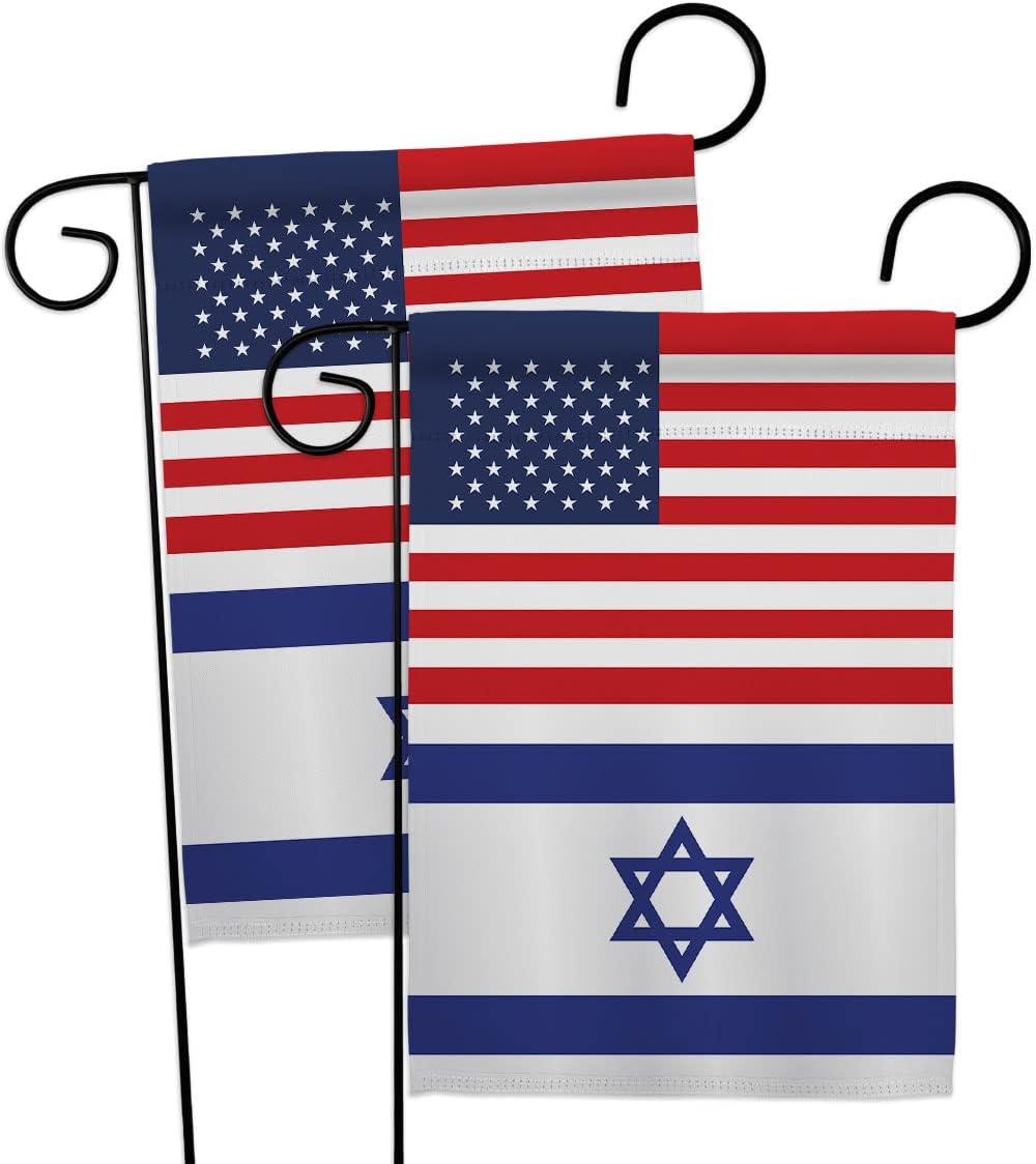 Israeli American Flag Bandera de Israel 2 Pcs Banner Room Wall Art Patio Lawn Garden Outdoor Indoor Tapestry Yard Grave Cemetery Signs Grandma Gifts Front Porch Decor Jewish Decorations Made in USA