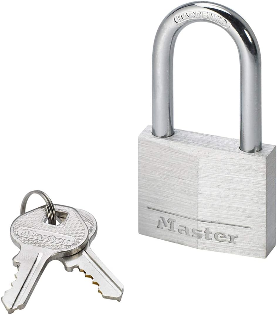 Master Lock 9140EURDLF Key Padlock in Aluminium with Medium Shackle, Grey, 4 x 7,6 x 1,3 cm