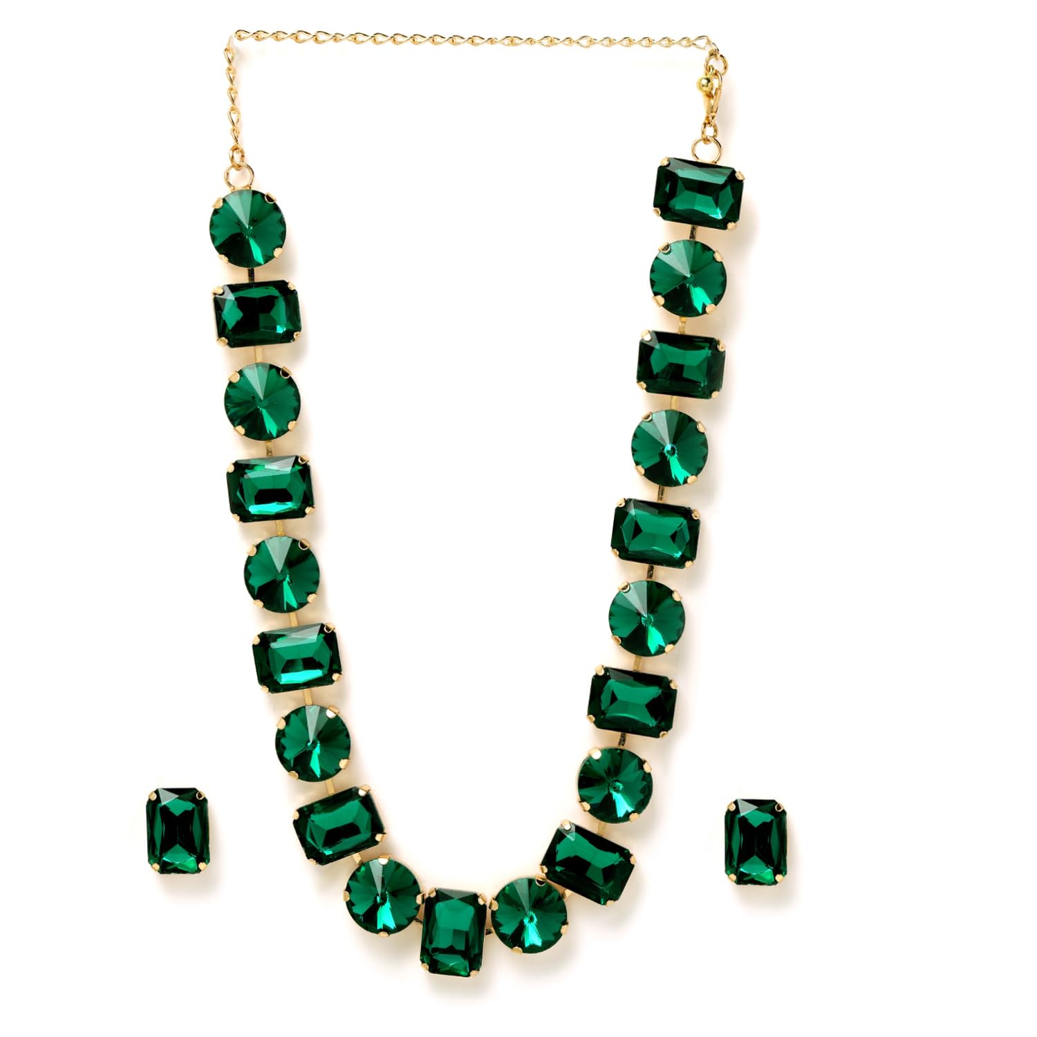 Oxidized Silver/Gold-Plated Artificial Jewelry Set with Crystal & stone Studded with Matching Earrings For Women and Girls – Perfect for Weddings and Special Occasions-image-46