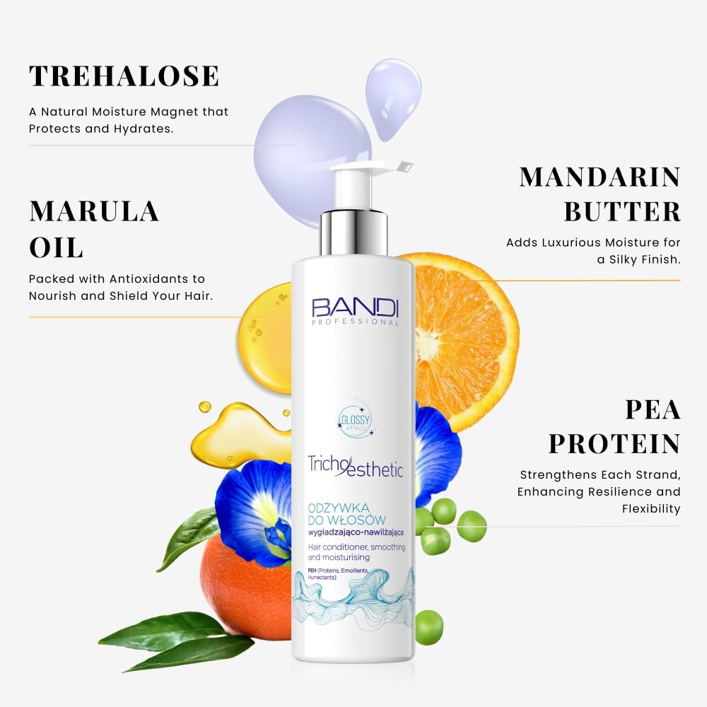 Bandi, Moisturising Hair Conditioner For Smoothing Shine Split Ends Solution With Trehalose Marula Oil Pea Protein - Image 4