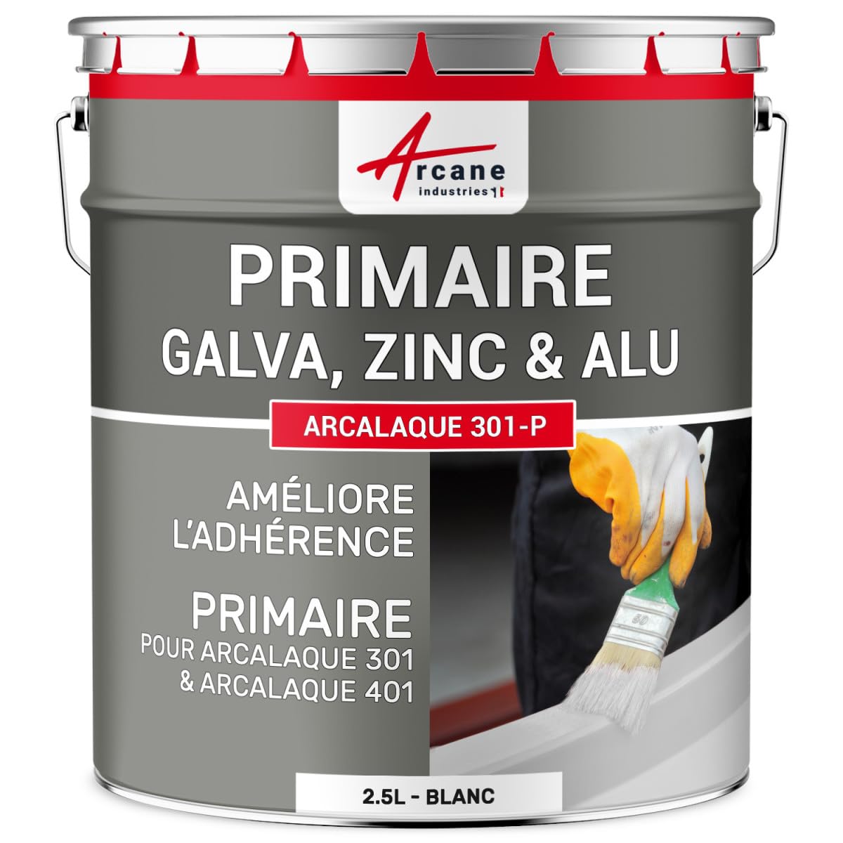 ARCANE INDUSTRIES sous-Couche Primaire Peinture galva et Zinc : Arcalaque 301-P - 2.5 L