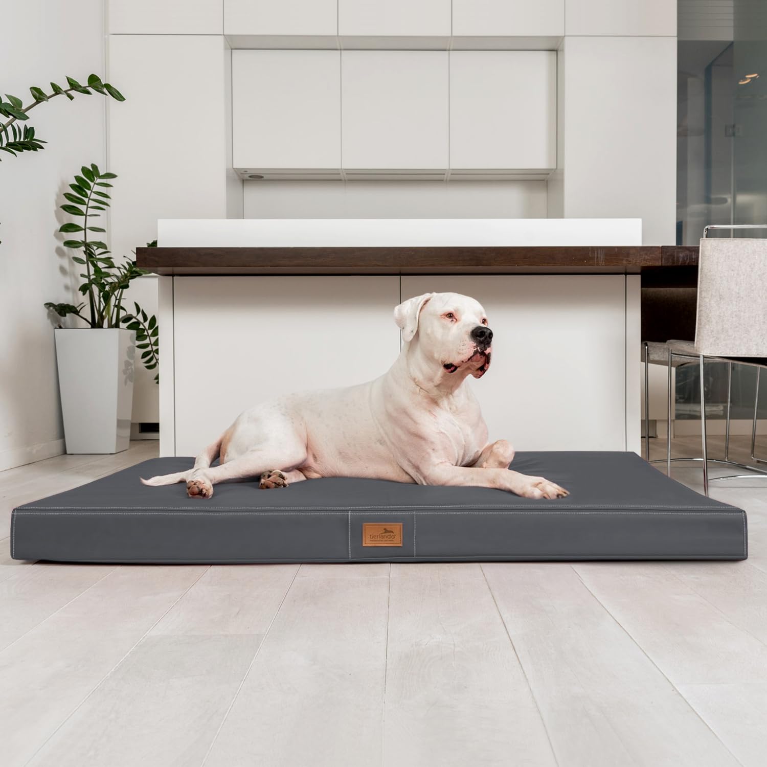 tierlando® Orthopädische Hundematratze Oscar Easy CLEAN aus Kunstleder mit Visco-Schaumfüllung, druckentlastende Hundematte mit Rutschfester Unterseite Größe: 100x80cm | Farbe: 02 Graphit