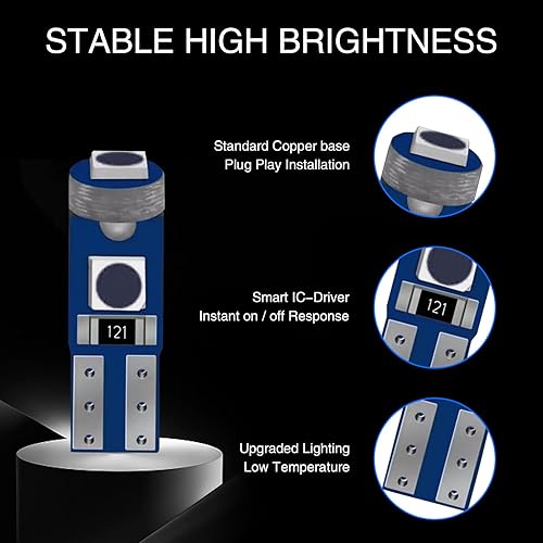 Miniatura 4 de 10 luces LED T5 para tablero de instrumentos de automóvil, 6000 K de alto brillo 3030 3SMD, repuesto de indicador de instrumento de chip, 74 73 37