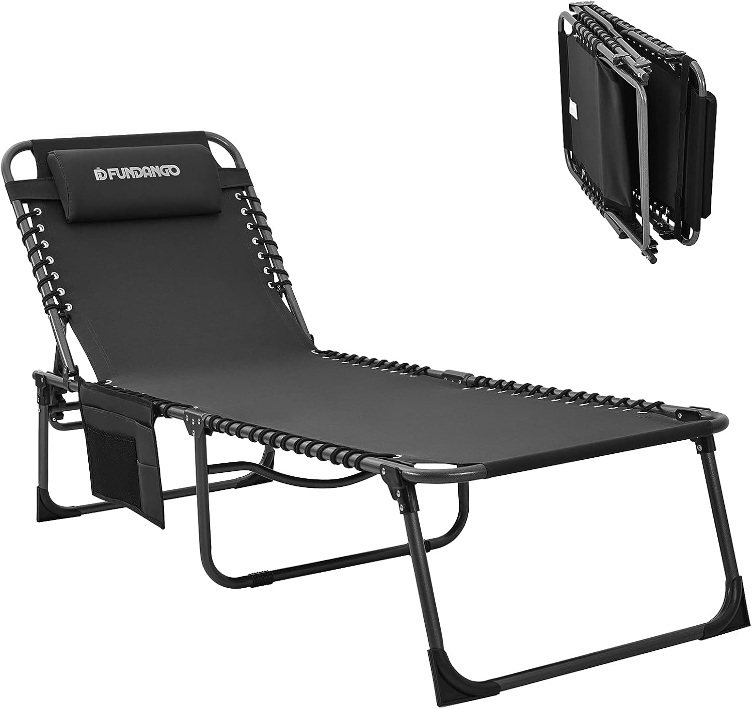 Adjustable 4-Position Folding Chaise Lounge Chair for Outdoor Patio Lawn Beach Pool Sunbathing, Portable, Heavy Duty, Supports 265lbs: Kitchen & Dining