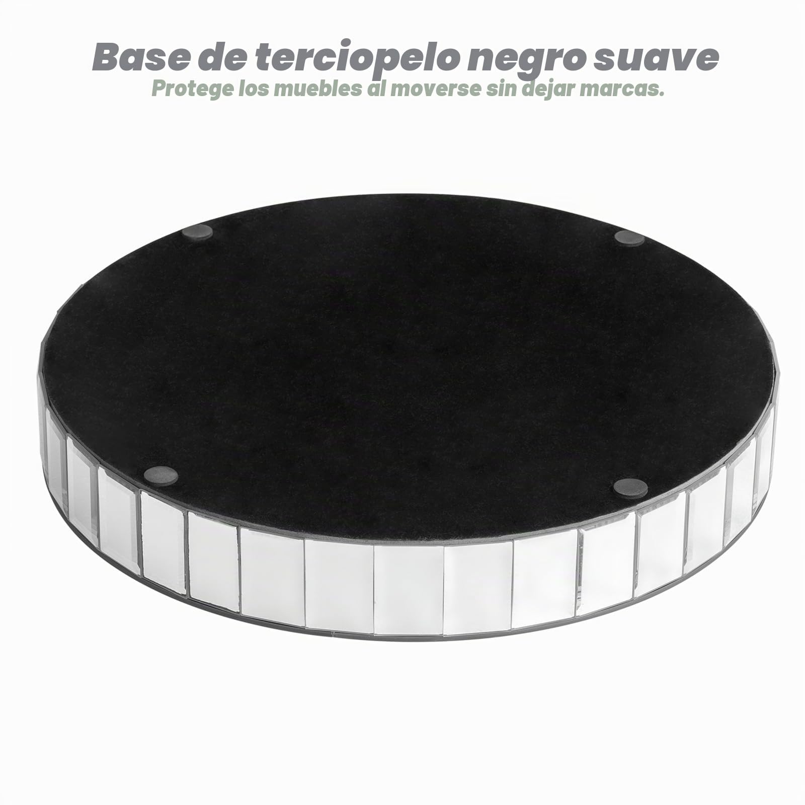 SHYFOY Bandeja Decorativa con Espejo, Bandejas Decorativas Modernas de Cristal de Diamante Triturado, Bandeja Redonda Grande de Plata, Organizador de Maquillaje de tocador para tocador, Diámetro 35cm
