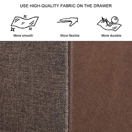 WAYTRIM 4-Tier Wide Drawer Dresser, Storage Unit with 8 Easy Pull Fabric Drawers and Metal Frame, Wood Top, Organizer Unit for Bedroom, Hallway, Entryway, Closets, 31.5 x 11.81 x 32.12 Inches - Brown