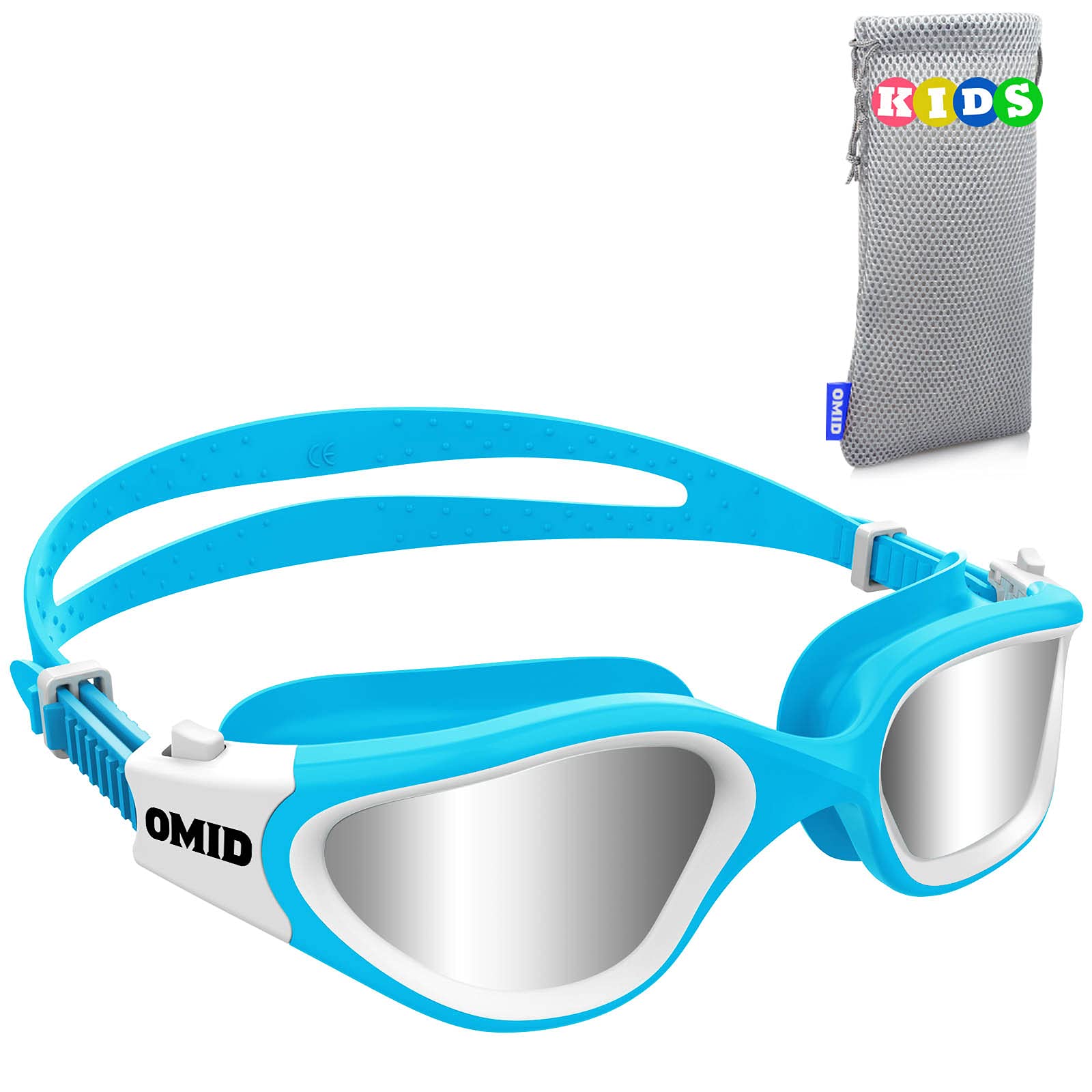 OMID Kinder Schwimmbrille, P2mini polarisierte Schwimmbrille bequem für Alter 6-14