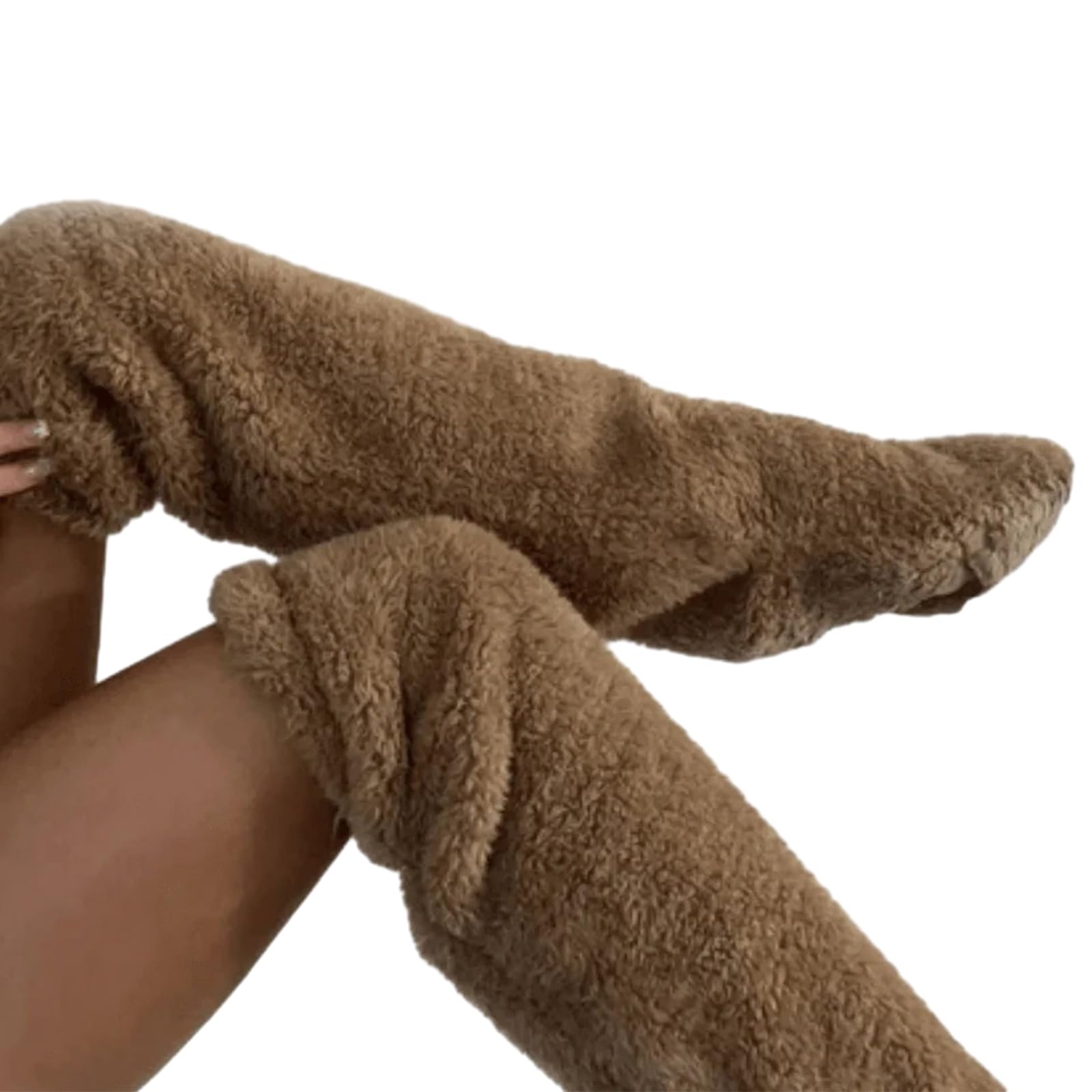 oringnat Plush Slipper Stockings Furry Long Leg Warmers For Women Men Over The Fuzzy Socks Winter Home Sleeping Socks