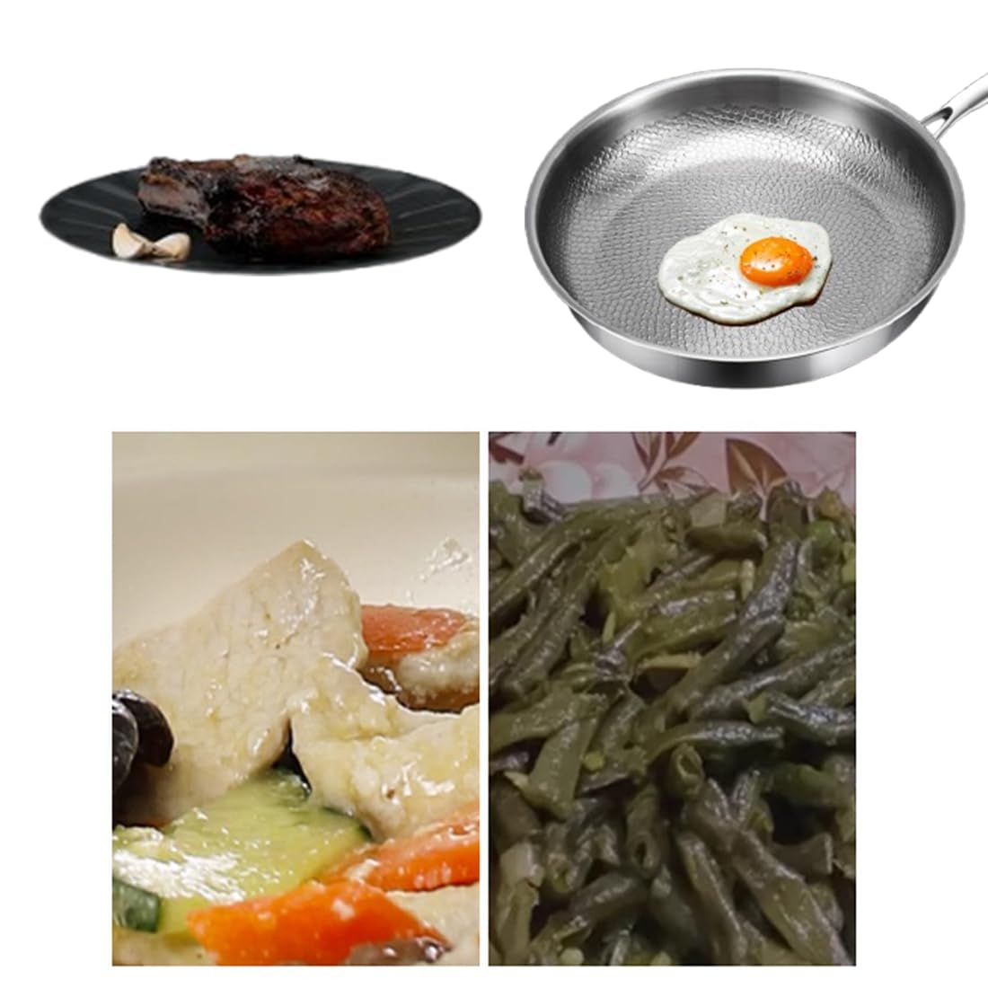 Sartén de titanio martillado Pro con tapa, sartén antiadherente de titanio puro ultraduradera para cocinar, juego de sartenes de titanio puro con calentamiento uniforme (10.25 pulgadas, sin tapa)