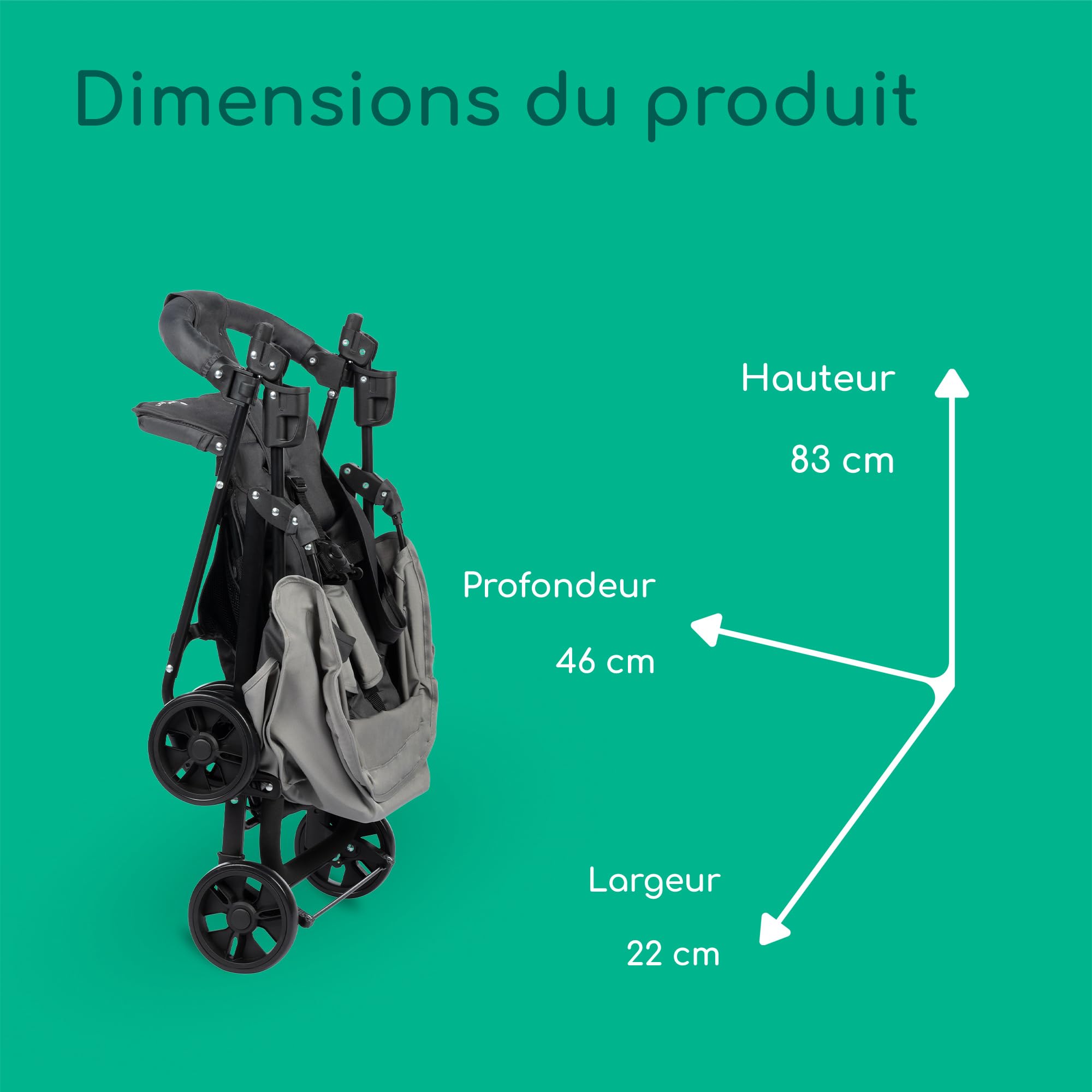Bebeconfort Foggy, poussette de 0 à 3 ans et demi, jusqu'à 15 kg, poussette de voyage portable et légère, position allongée pour nouveau-nés, pliage compact, barre de sécurité pivotante, Tinted Stone