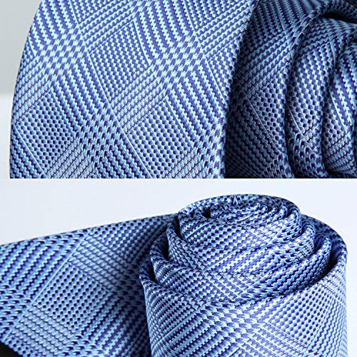 Image of HISDERN Ties for Men Plaid Checkered Tie with Pocket Square Woven Business Formal Necktie Handkerchief Set Wedding Party