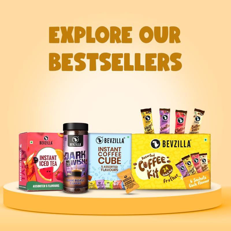 Image of Bevzilla 200 GM Butterscotch Flavoured Instant Coffee Powder | Arabica Beans | Best For Espresso, Latte & Cappucino | Hot & Cold Coffee | Unbreakable Jar (Pack of 2)
