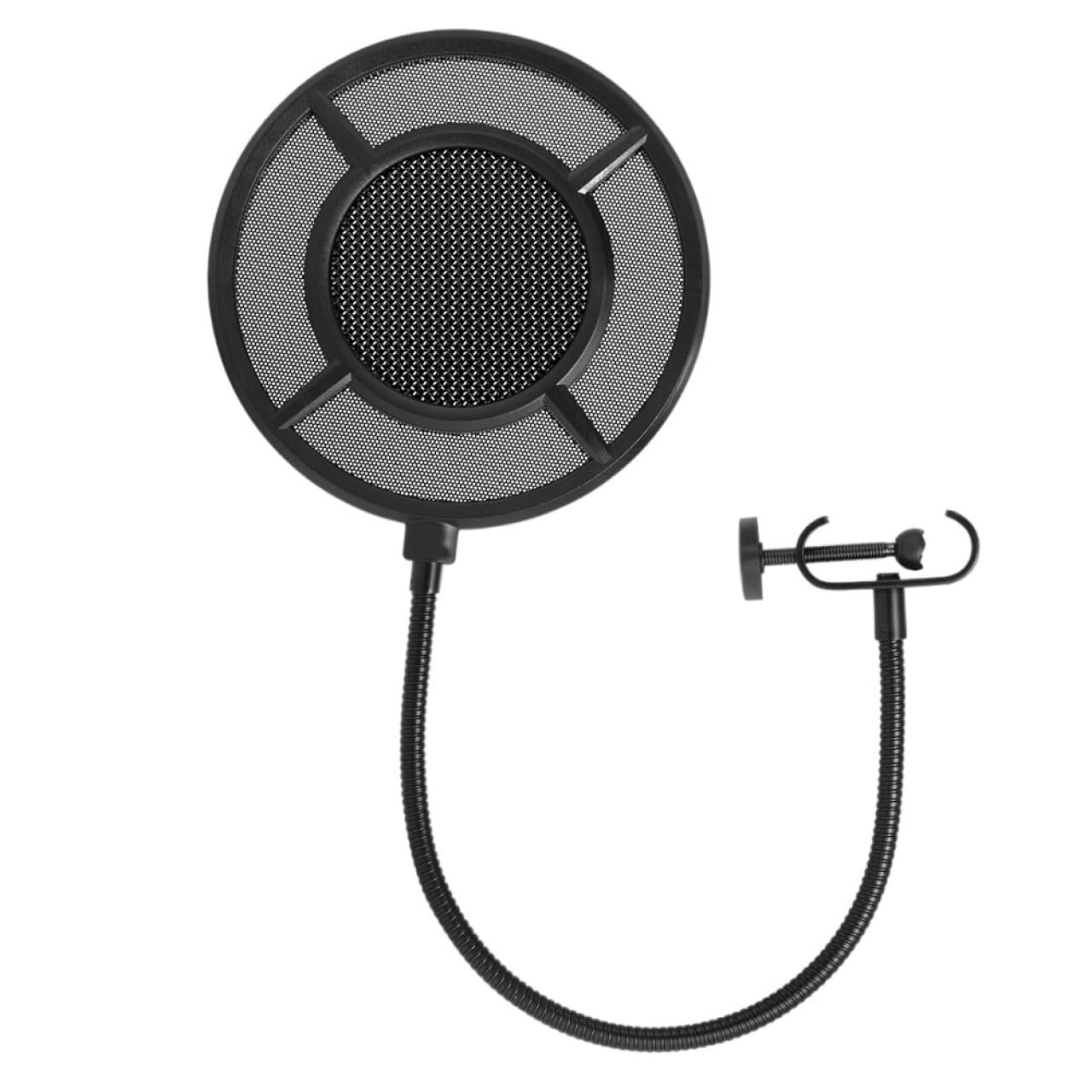 Microphone Filter Windschutz Pop filter Schwarz Langlebiger Mikrofonschutz mit Starker Biegsamkeit Wiederverwendbar Schützt vor Speichel und Sorgt für Sauberen Klang für
