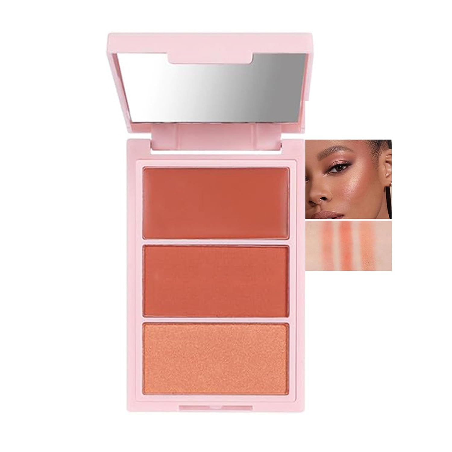 3D Blush Palette, Multi-Use Shimmery Matte Contour Palette Makeup Powder Face Contour Cheeks Lightweight Smooth Blendable Blush Highlighter Powder Beauty, Natural Shimmery Or Matte Finish(02#)