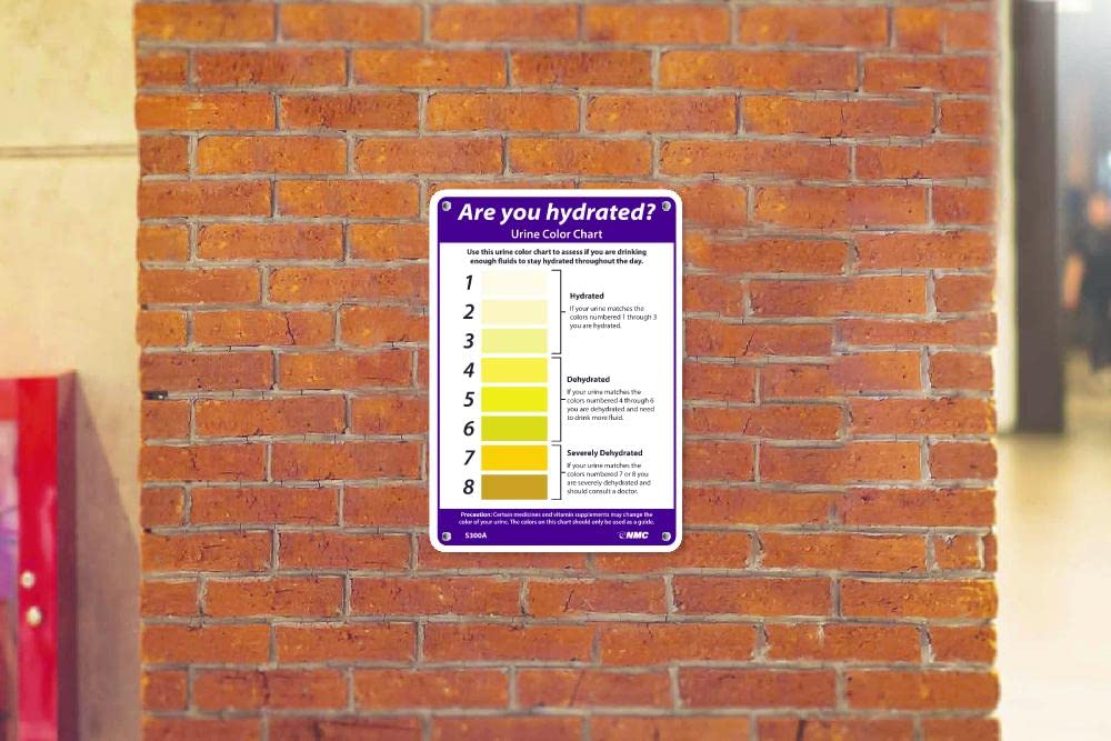 NMC 10" x 7" Aluminum Are You Hydrated Urine Color Hydration Sign to Monitor Hydration for Home or Businesses, S300A