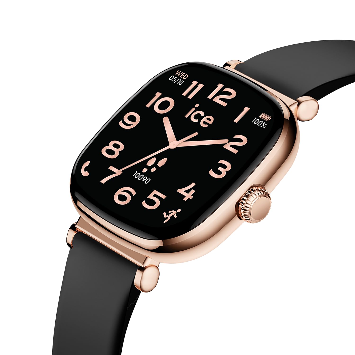 Ice-Watch - ICE smart SQ 2.0 Rose-gold Black - Różowo-złoty smartwatch damski z silikonowym paskiem - 025890 (1,2 cala / 37mm)