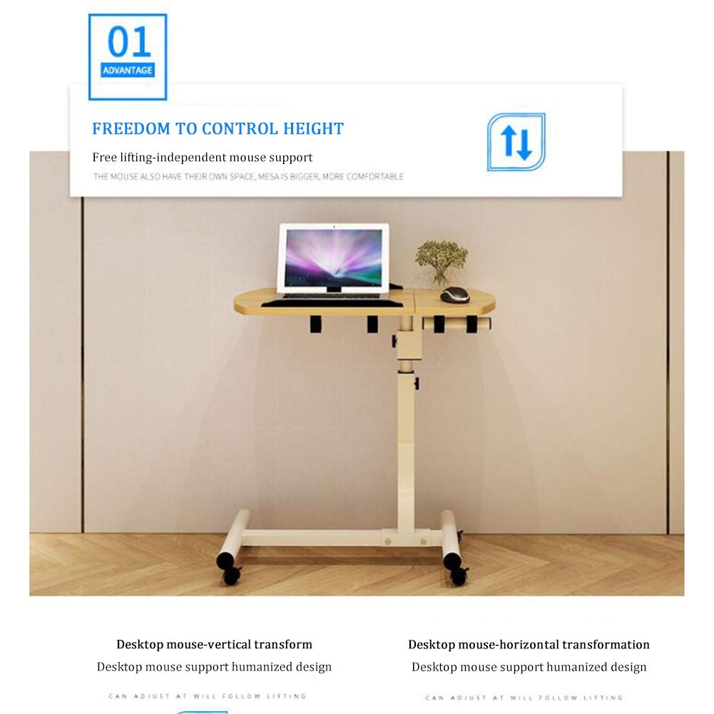 Tavolo Servitore Tavolino Mobile per Computer Tavolino Mobile per Laptop, Carrello da scrivania Portatile per Laptop con Superfici Inclinabili per Utenti Destrimani e Mancini Tavolo con Ruot