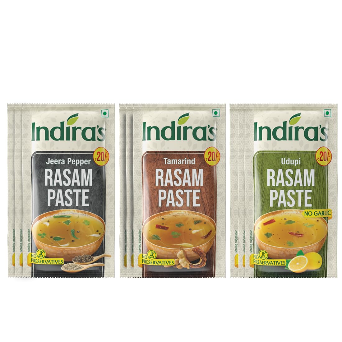 Indiras Instant Rasam Paste Combo Pack of 9 - More Flavourful than Rasam Powder, Just Add Hot Water - 3 Tasty Flavours - Jeera Pepper Rasam (50g x 3), Tamarind Rasam (50g x 3) & Udupi Rasam (50g x 3) (B0CZB56V2C) Amazon Price History, Amazon Price Tracker