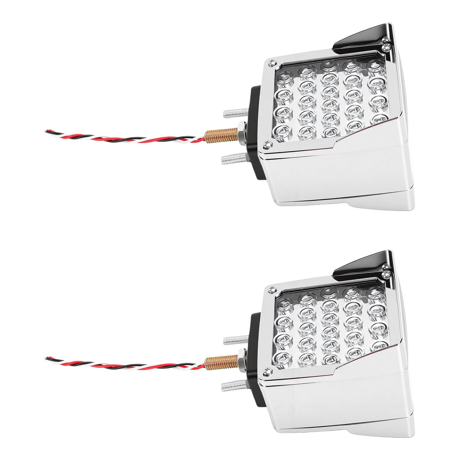 Fydun 60 LED Kwadratowe Dwustronne światło na Słupku Błotnika Czerwone Bursztynowe Stop Kierunkowskaz Tylne światło z obudową ze Stopu ABS Zamiennik do Peterbilt, Ciężarówki, Przyczepy