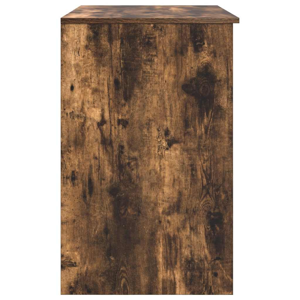 Scrivania in legno di rovere affumicato, con cassetto e mensola, 86 x 49 x 76 cm, per PC, laptop, ufficio, postazione di lavoro, casa, ufficio, spazio per tastiera, monitor da gioco