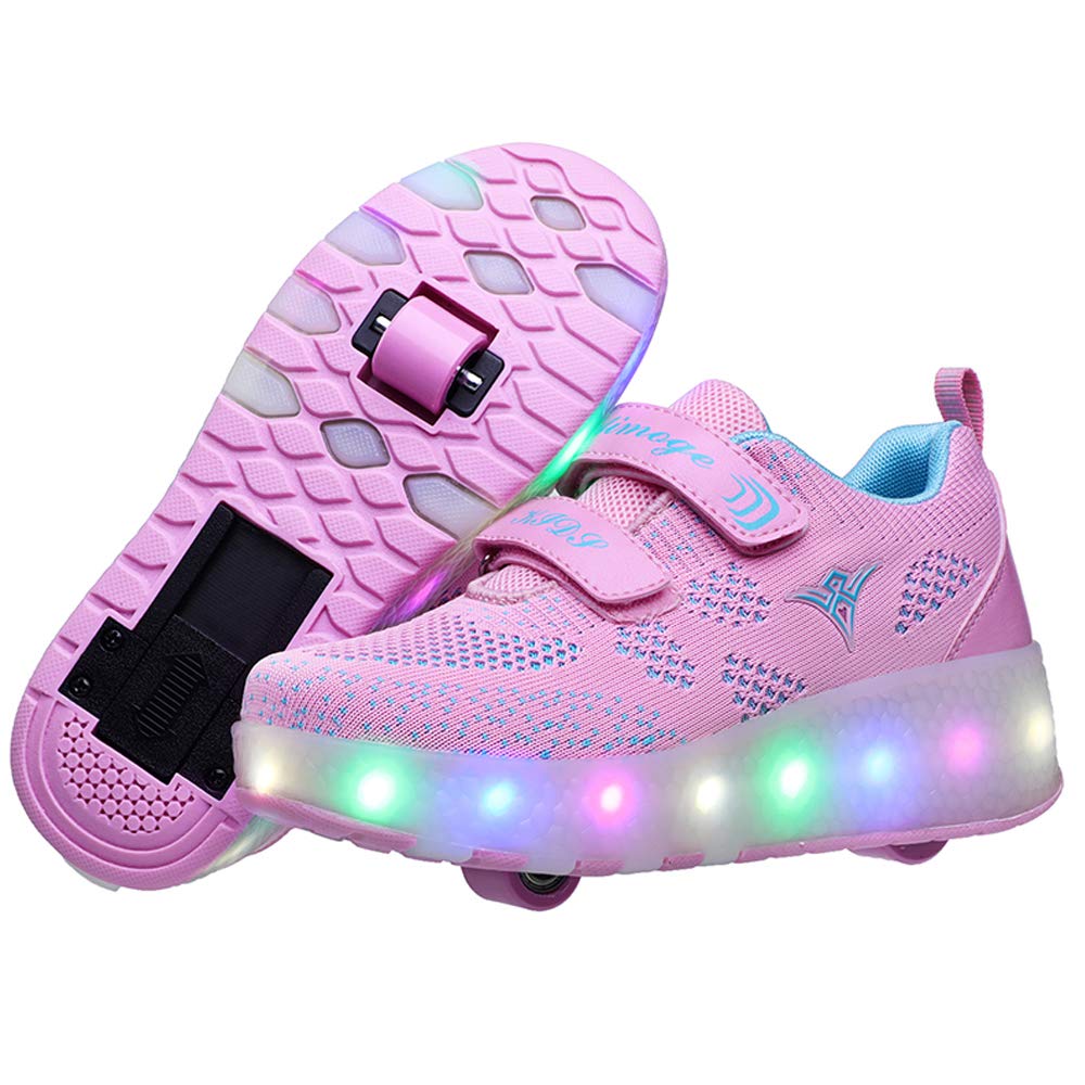 Ulike Kids Led Roller Sneakers USB Rechargeable, Junior Girls Boys LED Light Up Flashing Skate Shoes Sport Sneakers with Wheels