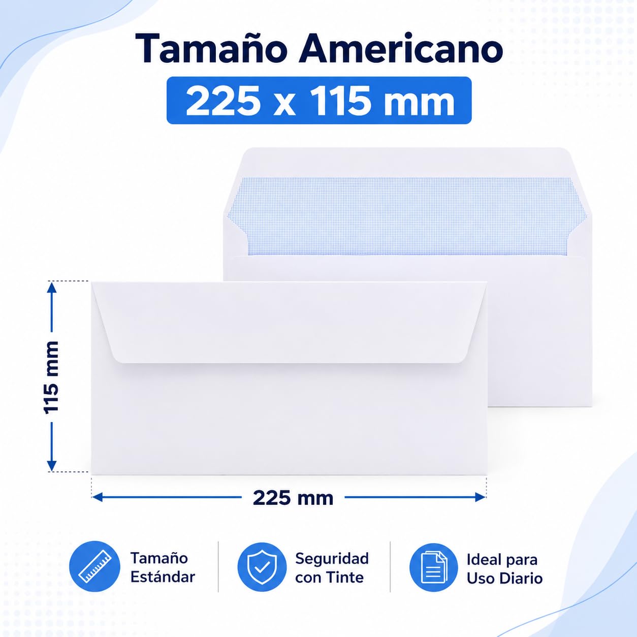 Pack 500 Sobres de Papel Blanco Americano 225x115mm | Formato DL | Cierre Adhesivo | Papel Resistente | Para Cartas Facturas Documentos y Envíos Profesionales