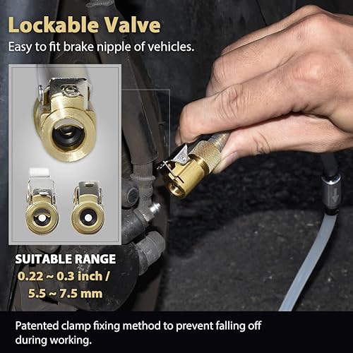 Miniatura 2 de FIRSTINFO Botella de purga de líquido de frenos con válvula de retención antirretorno + gancho fijo (33 onzas  1 litroabrazadera de fijación)