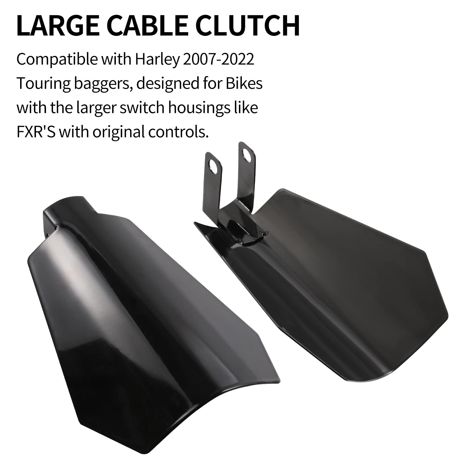 Huazu Protège-mains de moto, coupe cercueil, noir, pour Harley Davidson Touring Sportster Dyna 2007-2022 avec embrayage à câble (taille L)
