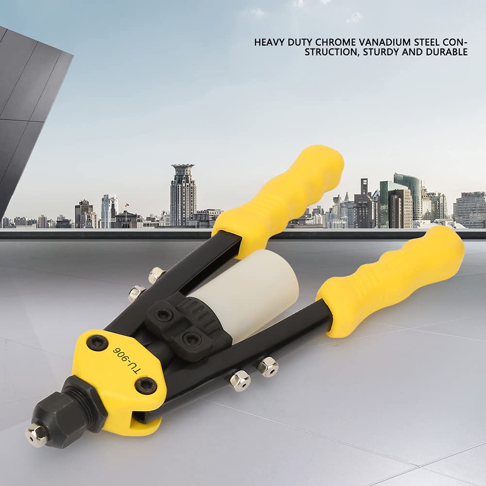 Pistola per Rivetti in Acciaio al Cromo vanadio, rivettatrice Manuale, utensile per rivettatura di Chiodi per ascensori automobilistici, Giallo e Nero